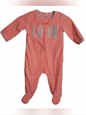 Carter’s | LOVE Fleece Footed Sleeper Pajamas | 3 Months | Pink Baby Girl
